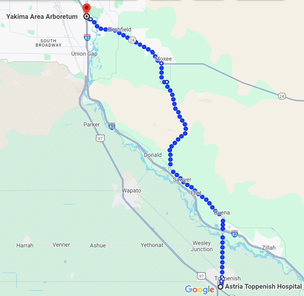 July 10 Freedom From Fentanyl Walk route Toppenish to Yakima